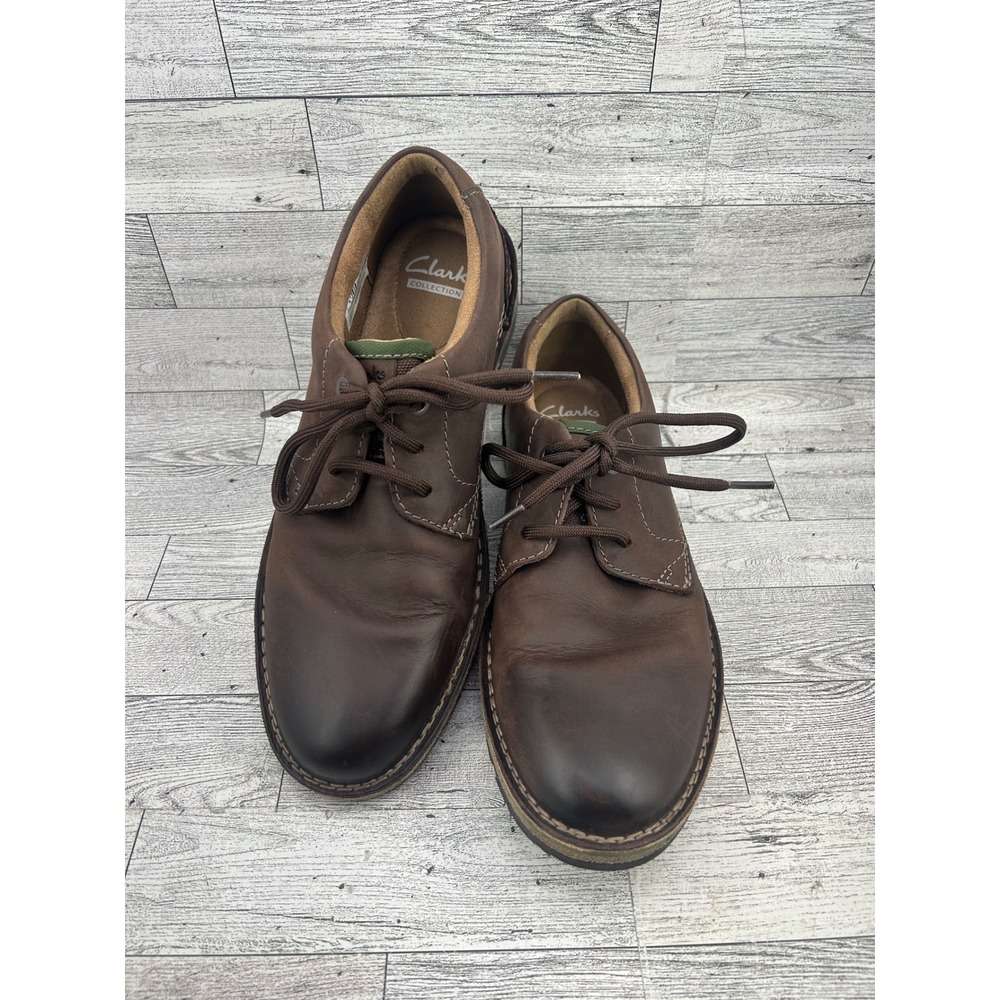 Clarks Edgewick Plain Men Dark Brown Leather Oxford Shoes‎ Size US 8M Ortholite